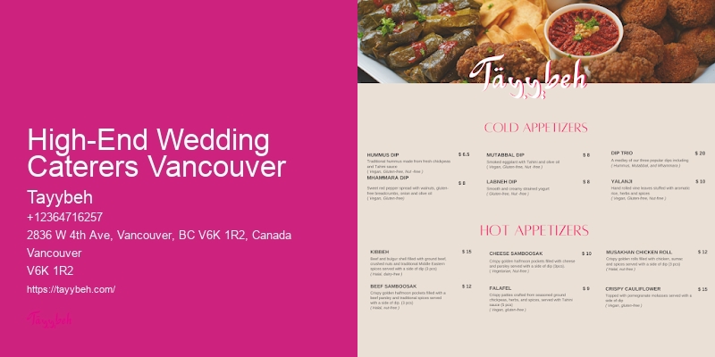 Local Catering Experts High-End Wedding Caterers Vancouver