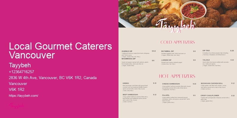 Local Gourmet Caterers Vancouver High-End Event Food Packages