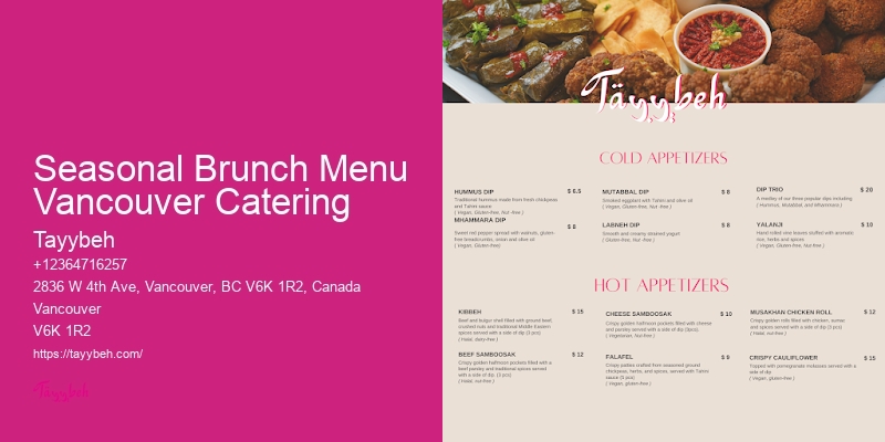 Hot Lunch Catering Seasonal Brunch Menu Vancouver Catering Offices