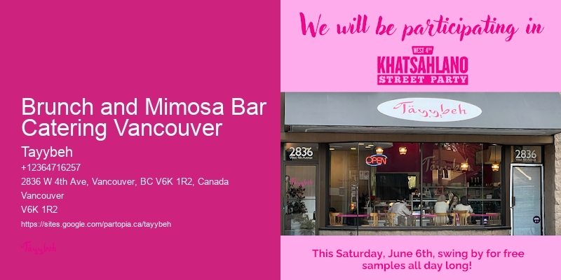 Italian Wedding Catering Brunch and Mimosa Bar Catering Vancouver
