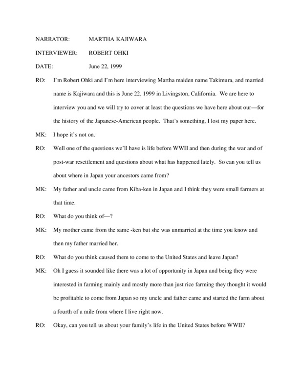 Transcript for Marth Kajiwara interview