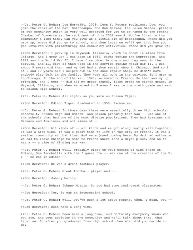 Transcript of Lou Herwaldt interview