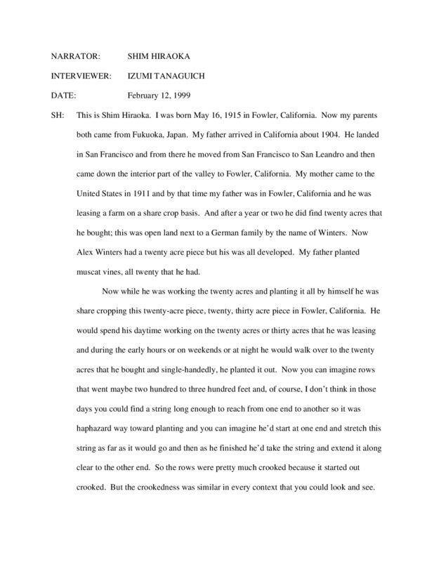Transcript of Shim Hiraoka interview