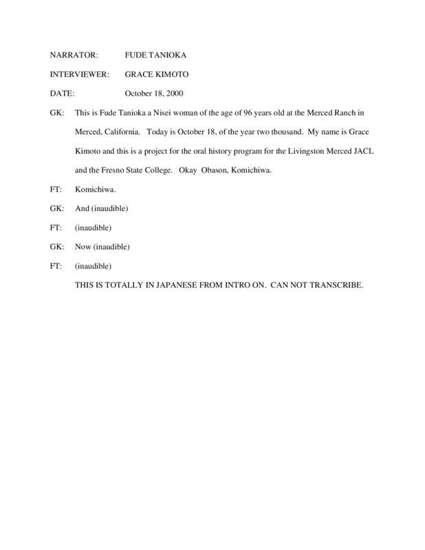 Transcript of Fude Tanioka interview