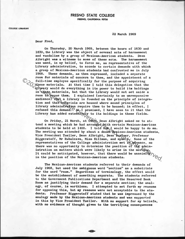 Page 1, Letter to Ness, March 1969