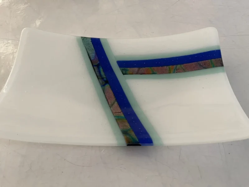 White Tray with Dichroic Stripes 12" x 7" - Image 4