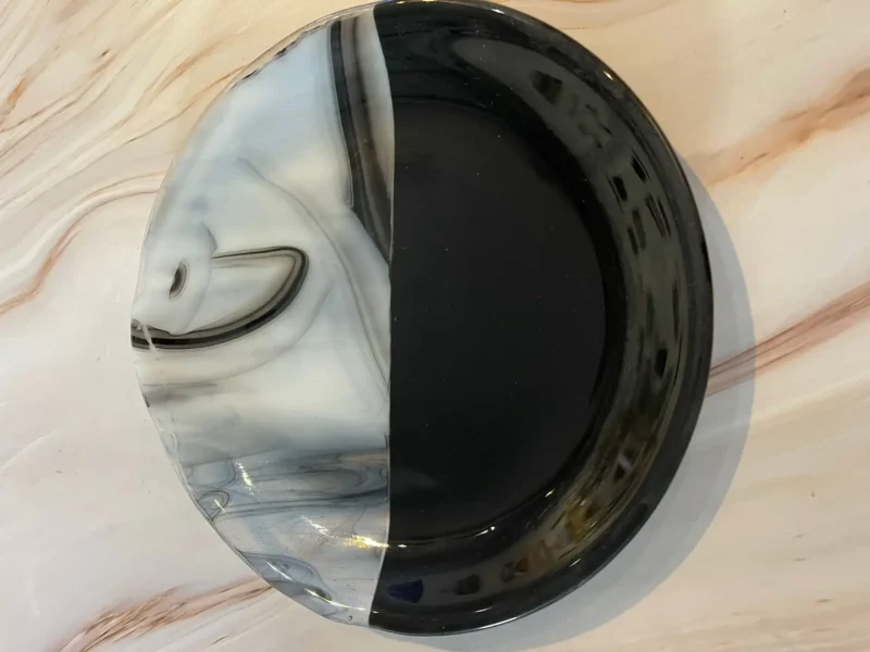 Plate – Black, White and Gray 9″ - Fused Glass