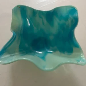Blue Swirl Bowl 10″ x 10″ x 4″ - Fused Glass