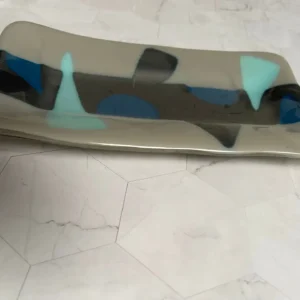 Grey and Blue Tray - Fused Glass