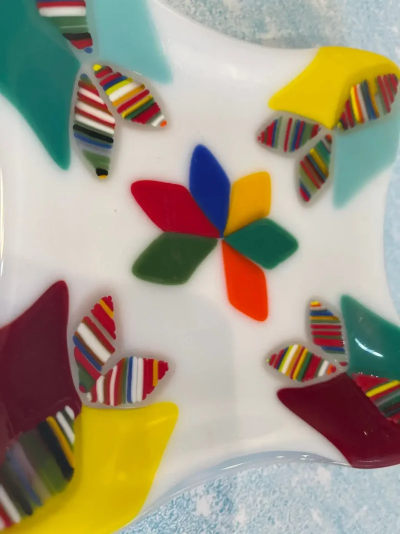 White Dish with multi-colors 6" Square - Image 2