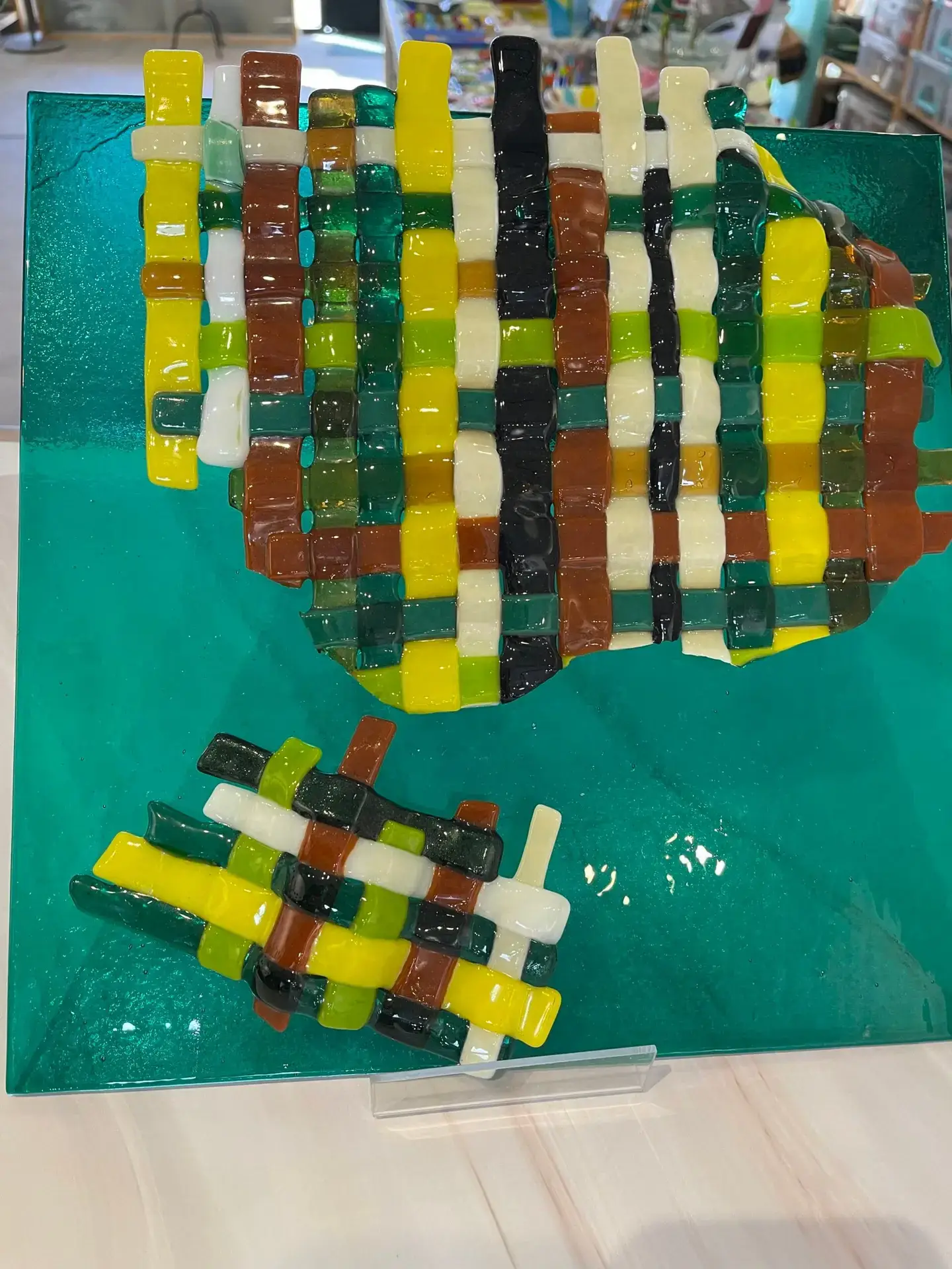 Fused Glass Weaving Art Piece - Image 4