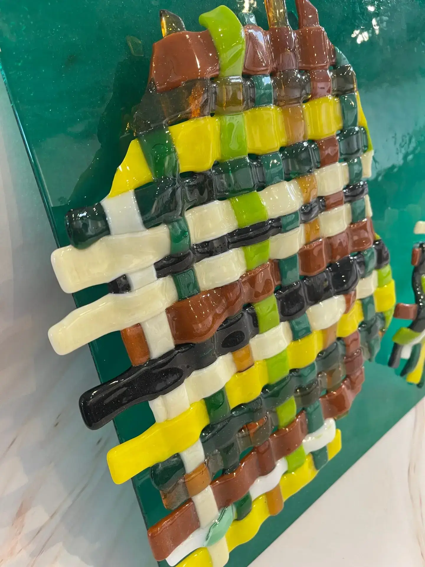 Fused Glass Weaving Art Piece - Image 3