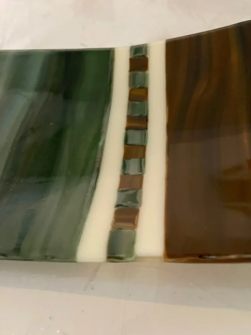 Brown and Green Tray 7″ x 15″ - Fused Glass