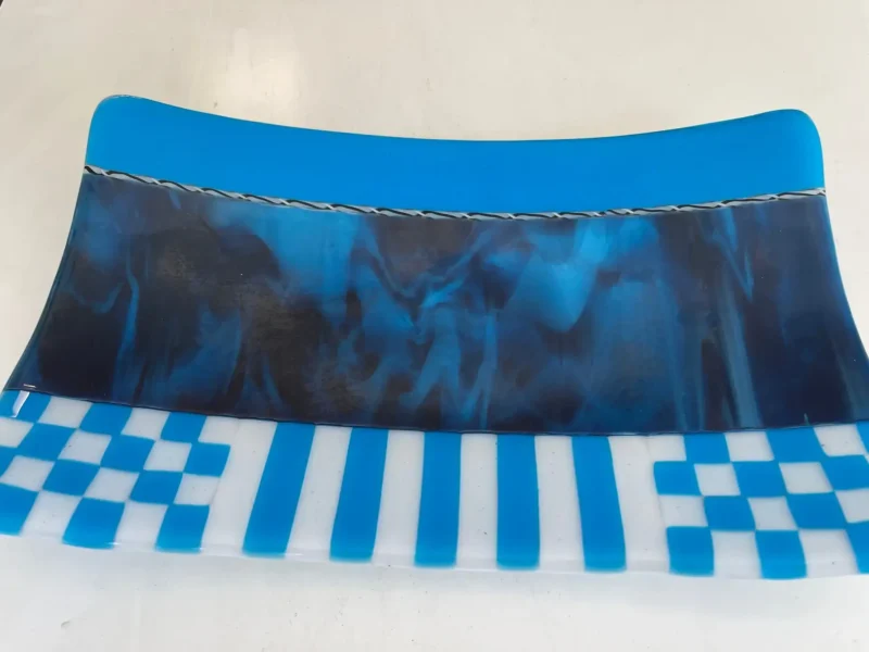 7" x 12" Blue and White Tray - Image 3