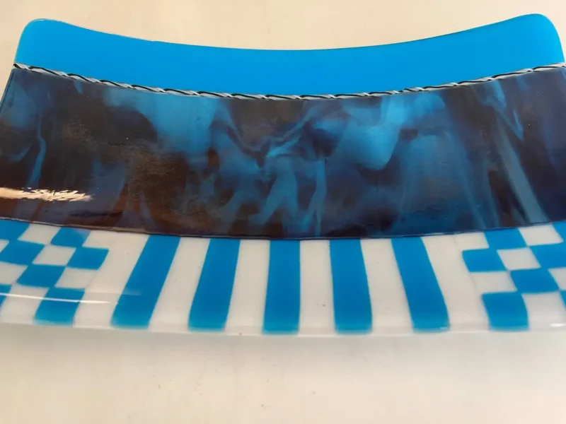 7" x 12" Blue and White Tray - Image 2