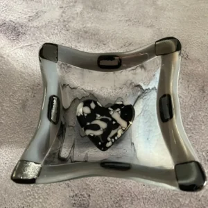 Inkstone Heart Dish - Fused Glass