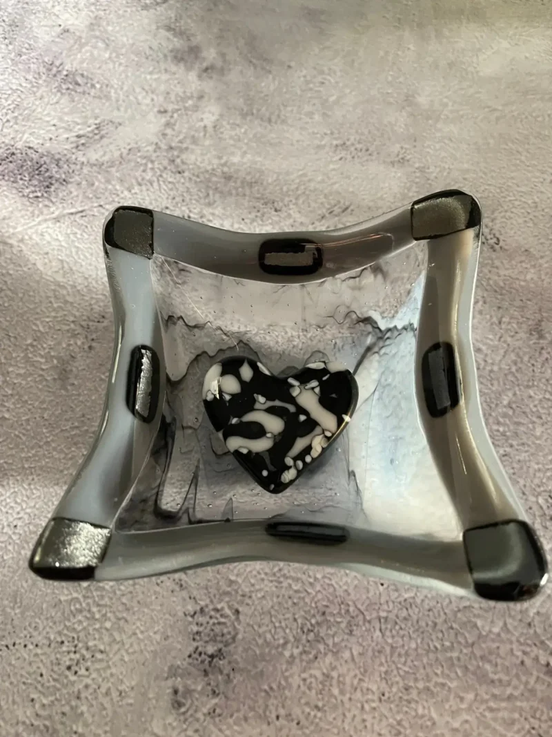 Inkstone Heart Dish - Fused Glass