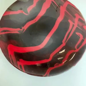 15″ Bowl Black and Red - Fused Glass