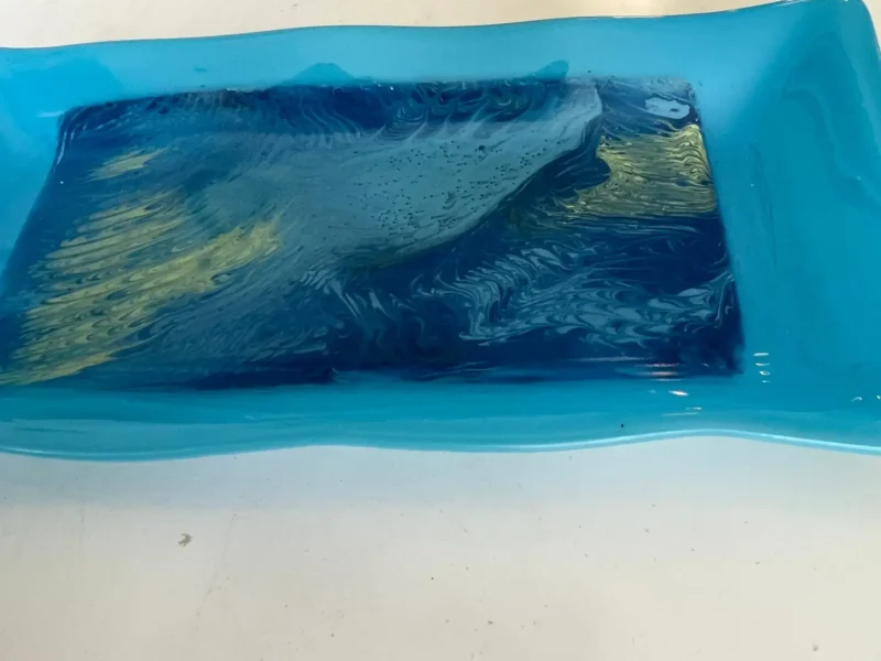 Blue Tray with Watercolor Display in the Center 6 1/2" x 12" - Image 2