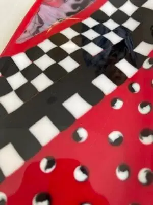 Black, White, and Red Checkerboard Tray 7" x 12" - Image 2