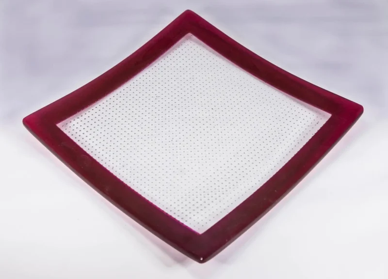Cranberry Bubble Plate - Fused Glass