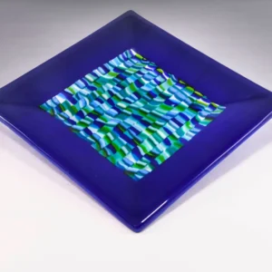 Blue Ocean Ripple - Fused Glass