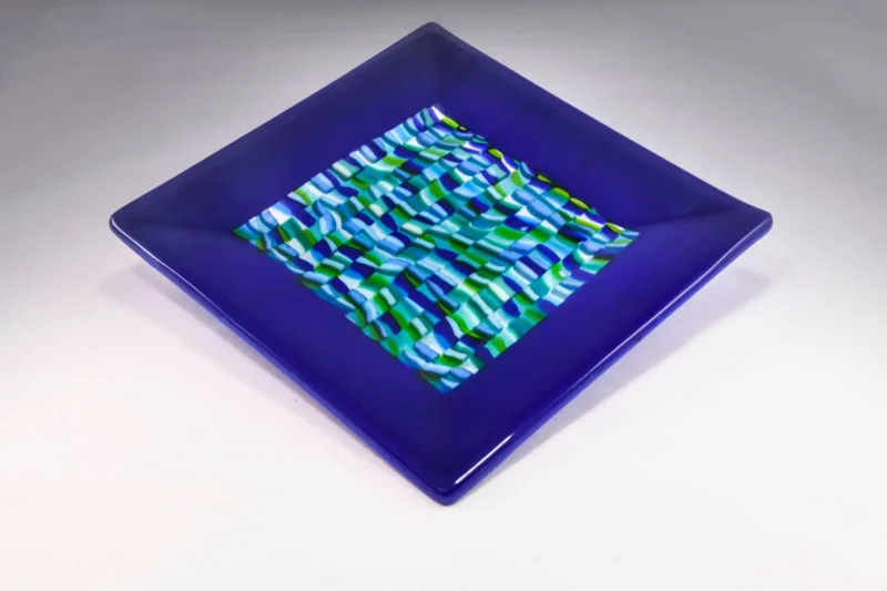 Blue Ocean Ripple - Fused Glass