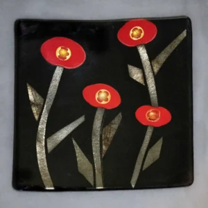 Dancing Flower Plate - Fused Glass