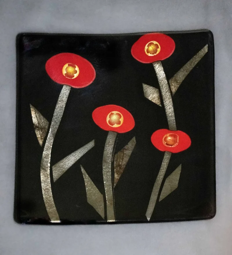 Dancing Flower Plate - Fused Glass