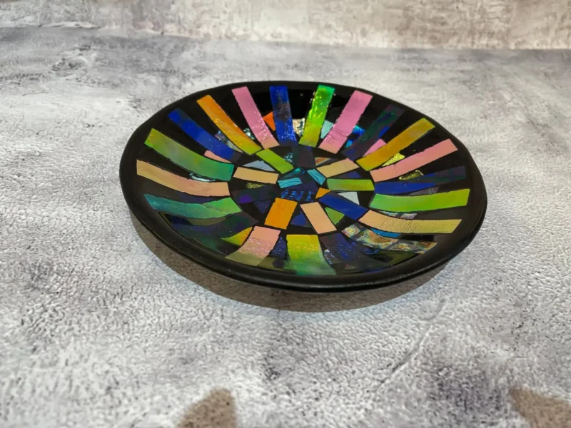 15″ Dichroic Glass Tray - Fused Glass