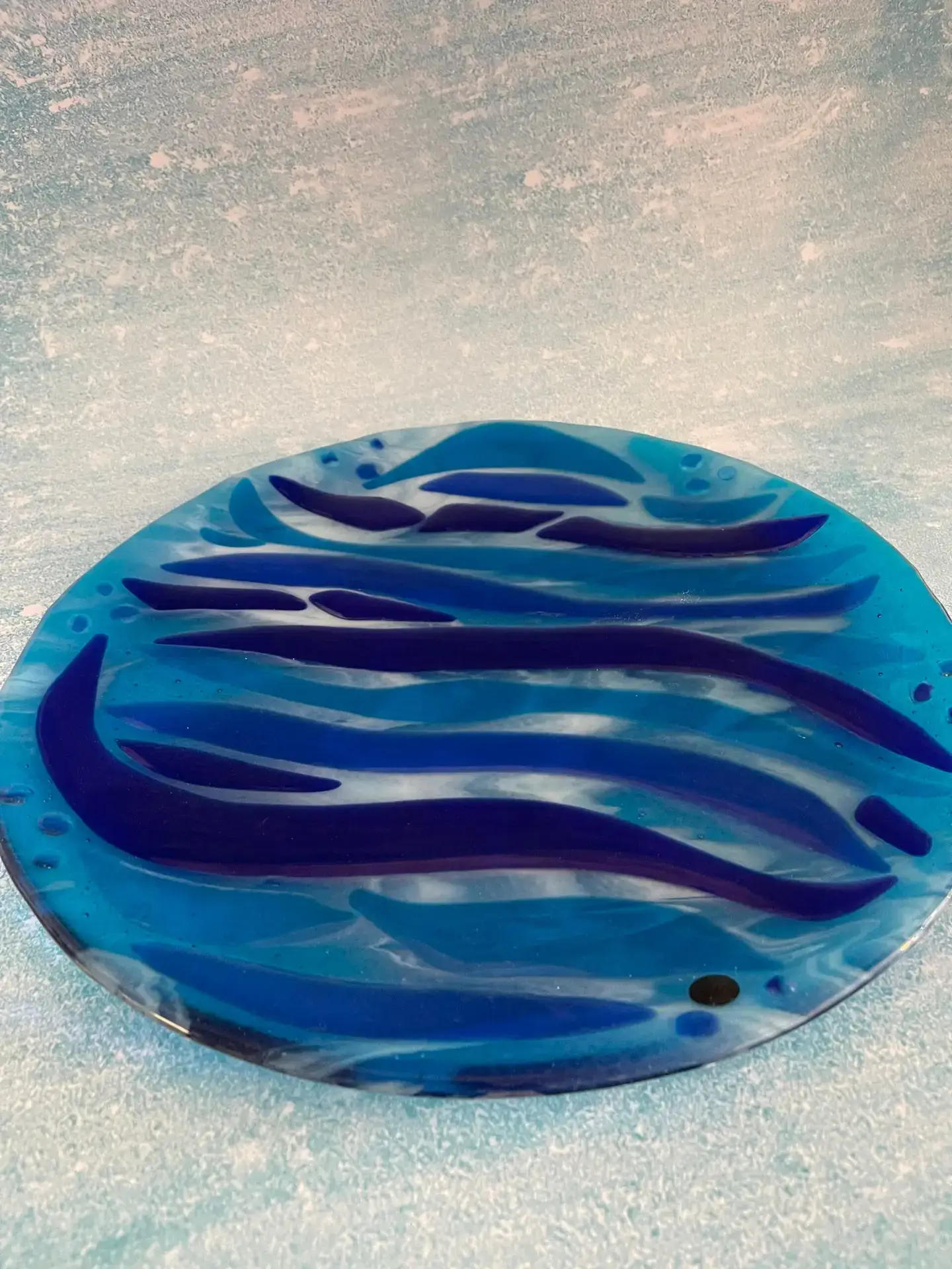 Waves of Blue 14" Glass Tray - Image 2