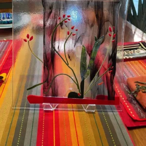 Scarlet Bud - Fused Glass