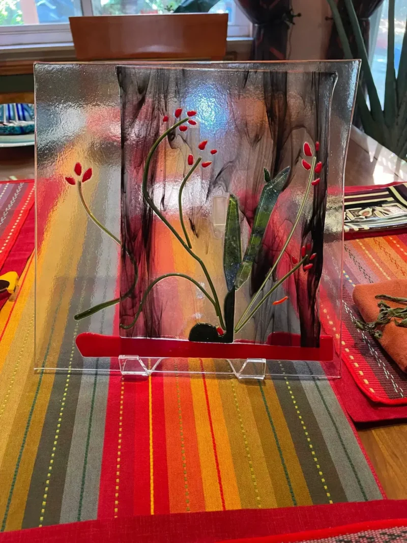 Scarlet Bud - Fused Glass