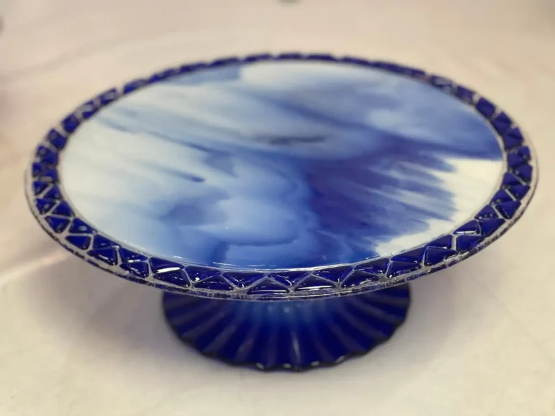 Cake Plate with Pedestal - Blues - Image 3