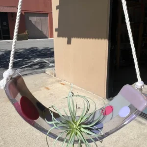 Air Plant Hanger – Pink & Purple – 12″ x 3″ - Fused Glass