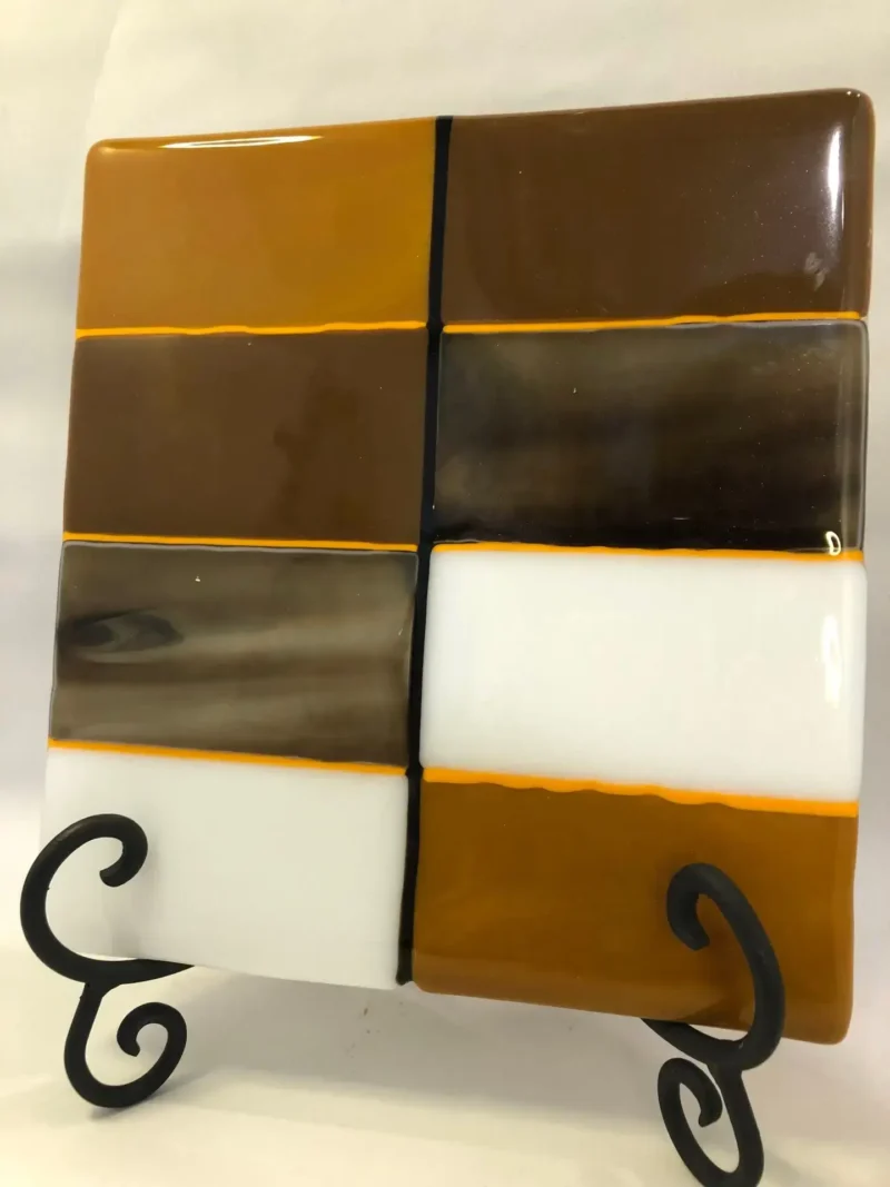 Mocha Grid - Fused Glass