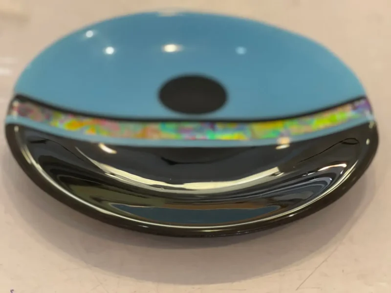 Blue and Black 11" Platter with a colorful Dichroic strip - Image 3