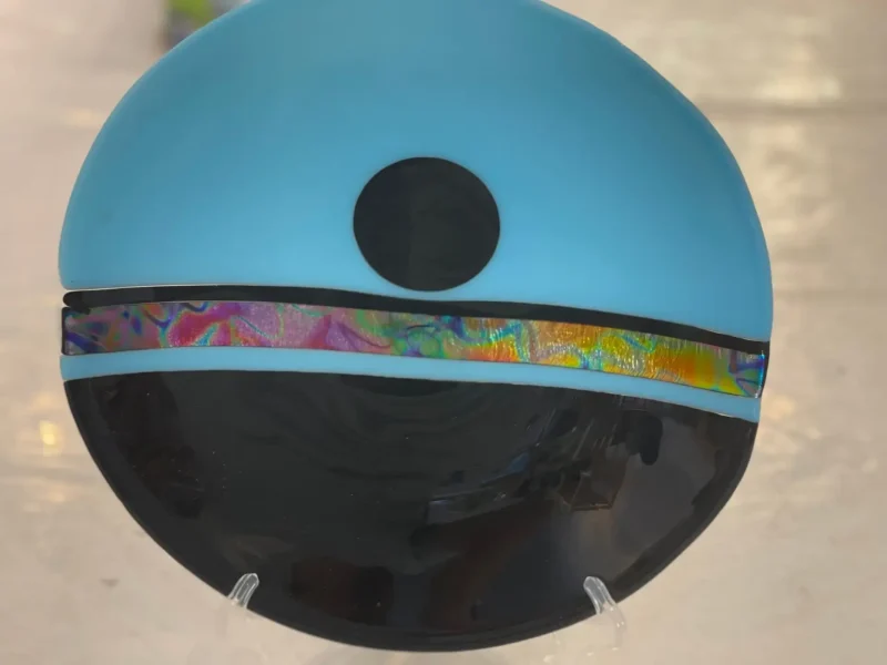 Blue and Black 11" Platter with a colorful Dichroic strip - Image 2