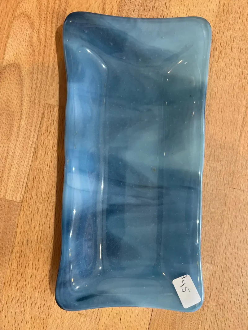 Medium Marbled Blue Tray - Fused Glass