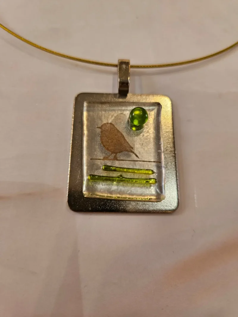 Songbird Pendant - Fused Glass