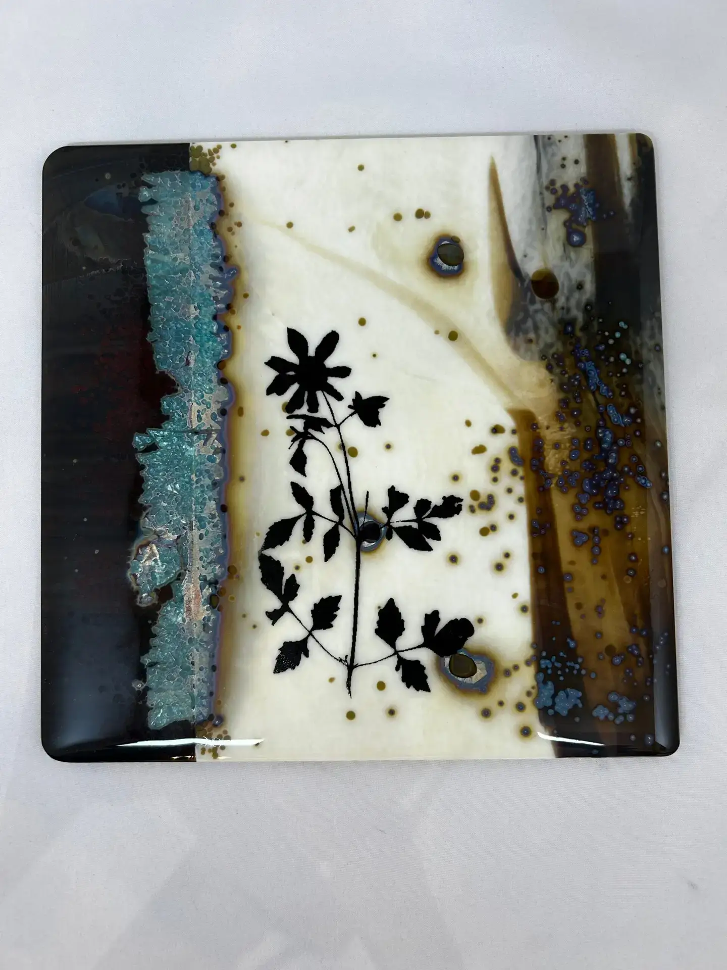 Additional view of Nature's Imprint botanical fused glass art