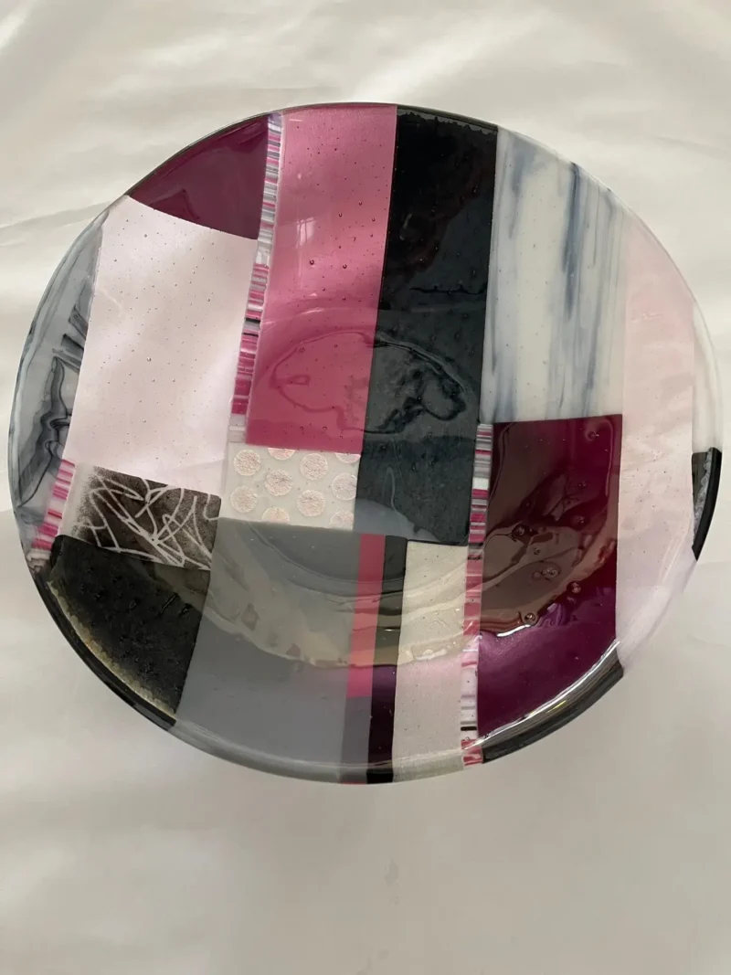 Blush and Charcoal Fusion Bowl - Fused Glass