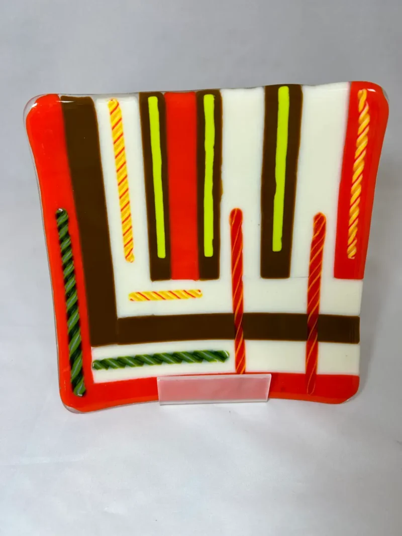 Candy Stripe Delight - Fused Glass