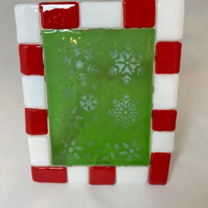 Snowy Cheer Glass Frame - Fused Glass