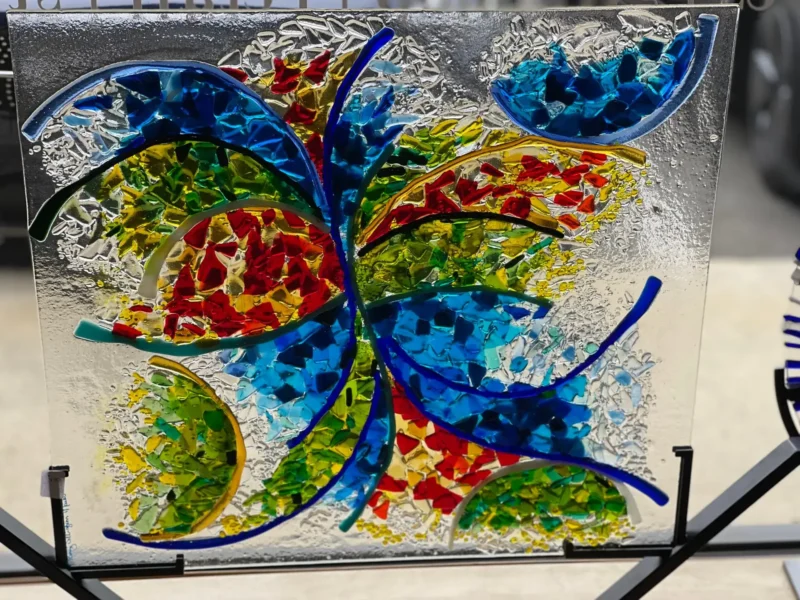 Joy In Motion – Fused Glass Sculpture with Stand - Fused Glass