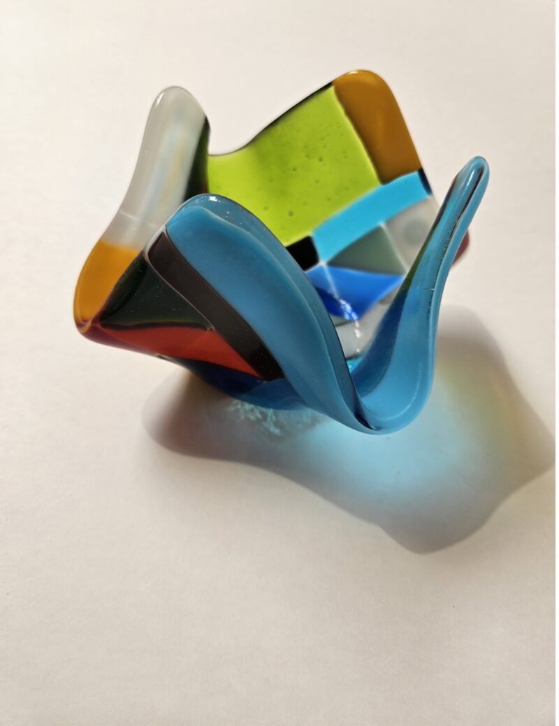 Color Dance Votive Candle Holder - Fused Glass