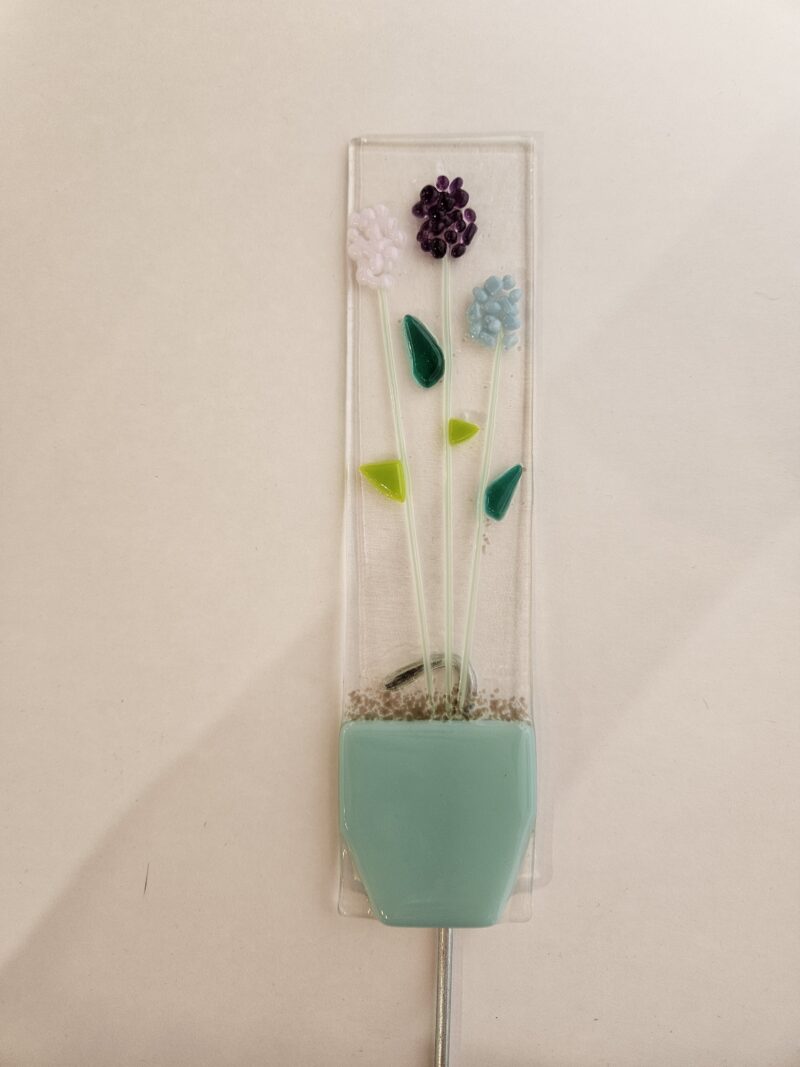 Blooming Trio Plant Stake - Fused Glass