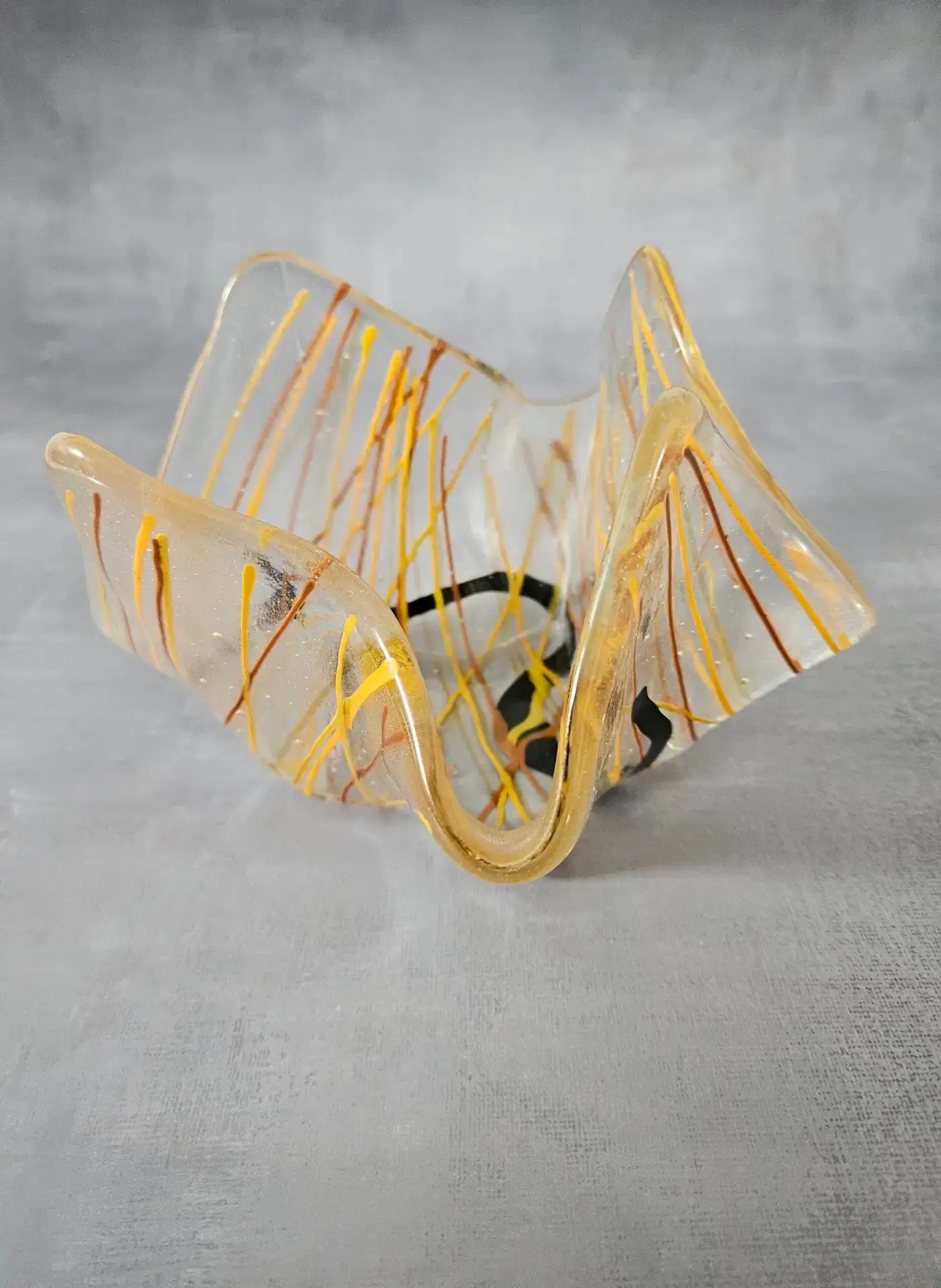 Golden Drift Fused Glass Votive - Fused Glass