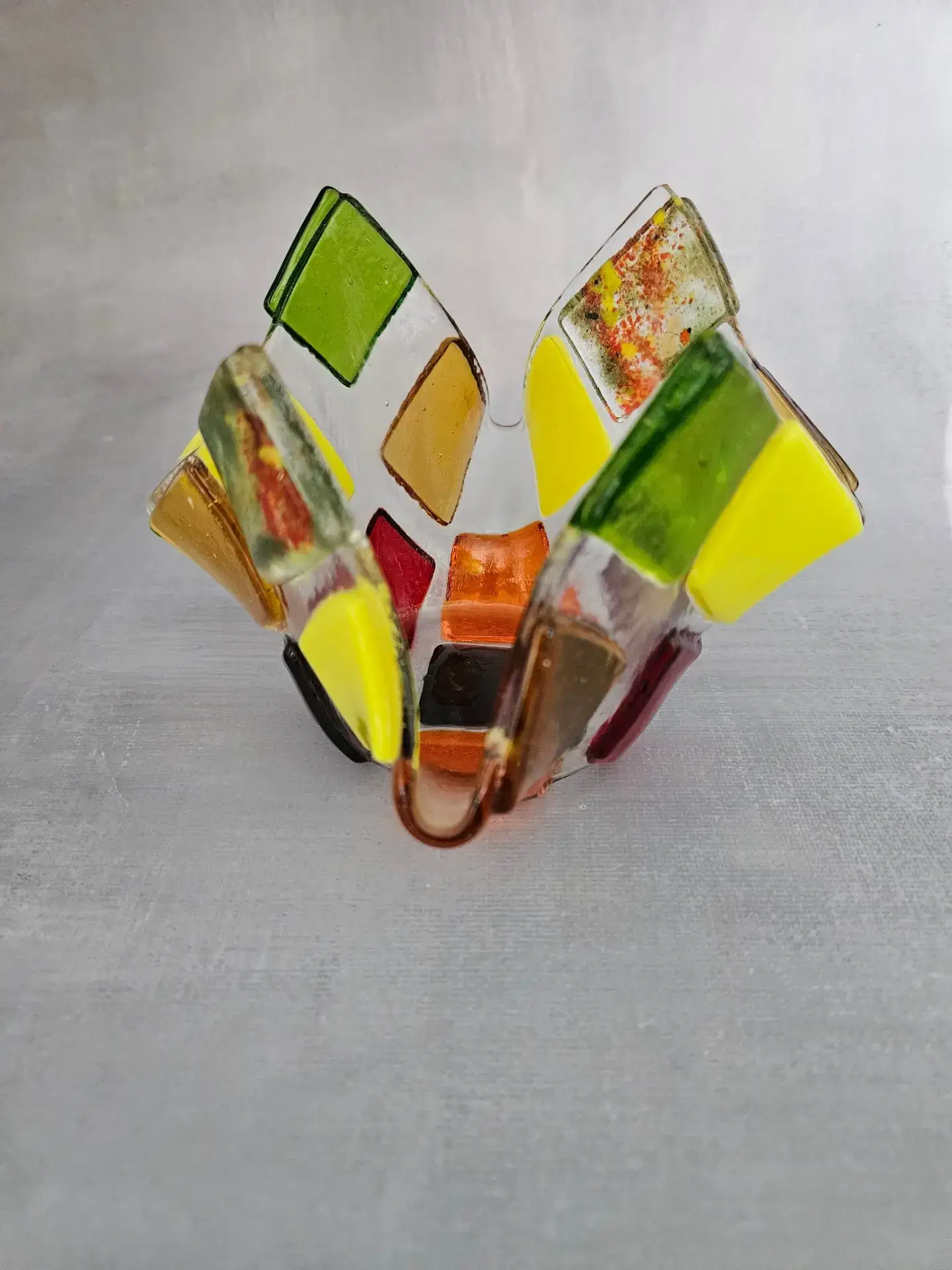 Colorblock Bloom Fused Glass Votive - Fused Glass
