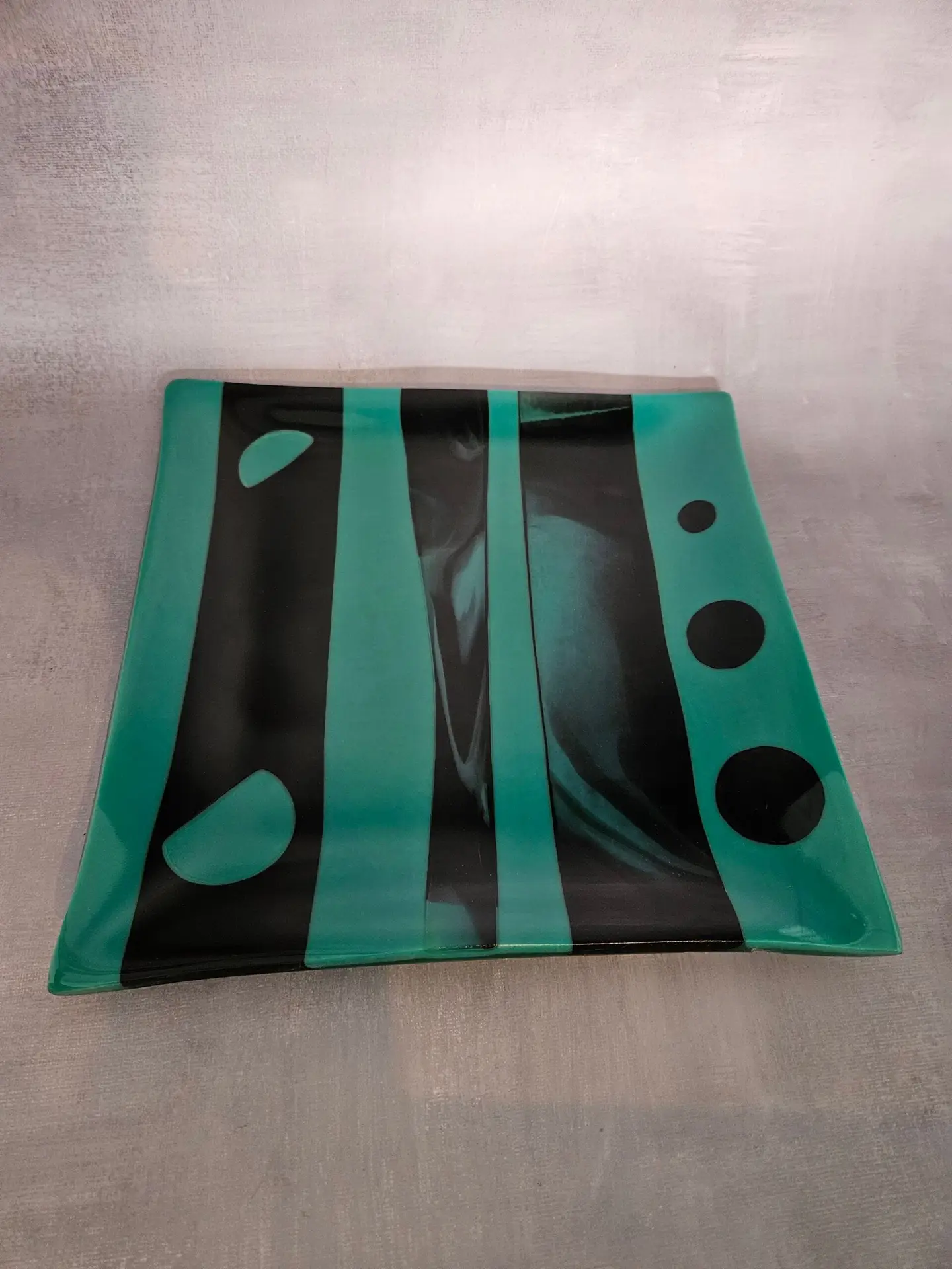 Offset Balance Fused Glass Plate - Fused Glass